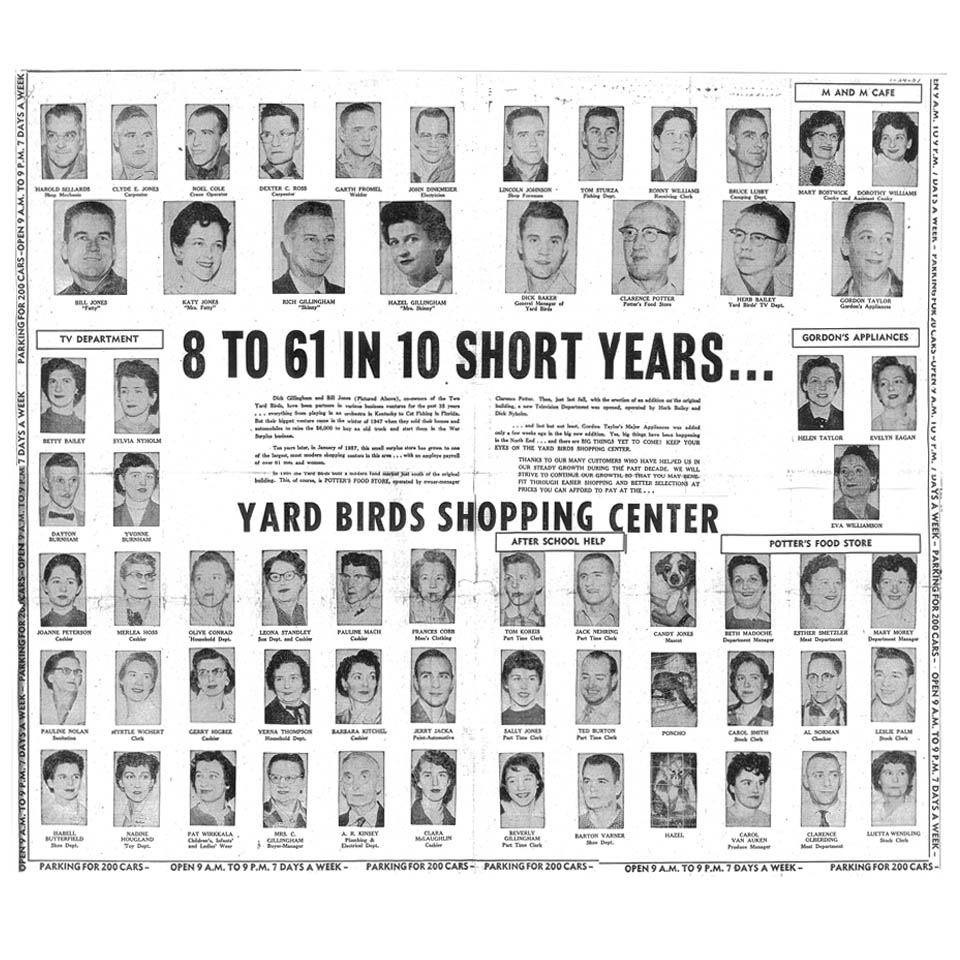 8 to 61 in 10 Short Years... Yard Birds Shopping Center